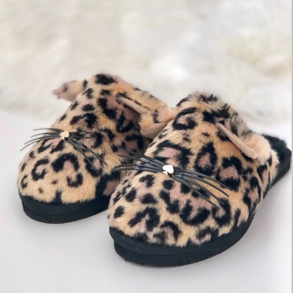 Kate Spade Leopard Kitty Slippers NWOB - Picture 2 of 8